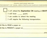Society of Naval Architects Pac Northwest Meeting Business Reply Postcar... - £3.85 GBP