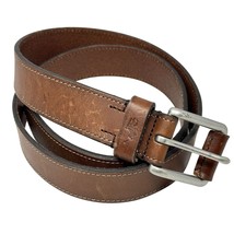 Polo Ralph Lauren Brown Leather Belt Silver Buckle Mens 34 / 85 5 Notch - £19.08 GBP