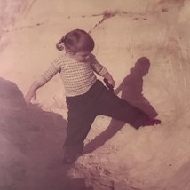 1950s Young Girl Climbing Rocky Hill Glass Plate Photo Slide Magic Lantern - £9.74 GBP