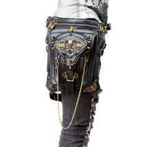 Norbinus Skull Retro Rock Waist Bags Gothic Shoulder Messenger Bags Men Women Le - £62.88 GBP