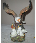 Vintage Bald Eagle With Wings Up Baby Birds n Nest  Larger Figurine Hand... - £27.05 GBP