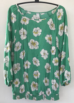 Old Navy Green White Floral Blouse Top Medium - £786.38 GBP
