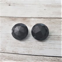 Vintage Clip On Earrings - Small 7/8&quot; - Black Faceted Circle - £8.64 GBP