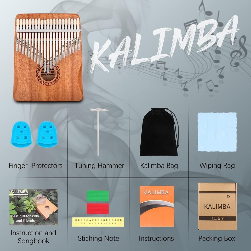 Travel-Friendly 21-Key Kalimba Thumb Piano - Musicians Gift with Tune Hammer Item image 6