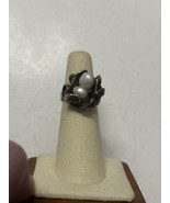Sterling Silver Vintage Brutalist Pearl Ring Size 5.25 Artisan OOAK - £55.39 GBP