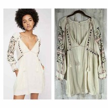 Free People All My Life Mini Dress Tunic Size Medium Ivory  Embroidered READ - £22.10 GBP