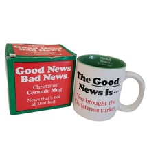 NIB Vintage 1987 Enesco Coffee Mug 1987 Good News Bad News Turkey Christmas Mug  - £11.68 GBP