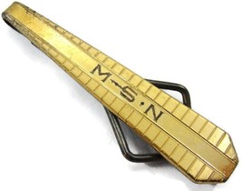2 1/4&quot; &quot;MSN&quot; Initial Swank 1/20 12K Gold Filled Neck Tie Bar Wide Vintag... - $99.77