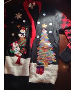 Ugly Christmas Tree/Snowman Women&#39;s Sweater Cardigan Wrap Size Large-New... - $1,126.76 MXN