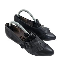 Bravado Womens Shoes Size 6 Black Leather Pumps Buckle Fringe Accent Blo... - £19.83 GBP