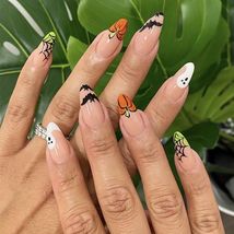 24 Pcs Halloween Acrylic Press On Nails Medium Almond Ghost Pumpkin Bat ... - €2,27 EUR 24 Pcs Halloween Acrylic Press On Nails Medium Almond Ghost Pumpkin Bat ... - €2,27 EUR