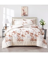 7 Pieces Bed In A Bag Queen Comforter Set With Sheets, Burnt Orange Leav... - £72.18 GBP
