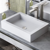 Swiss Madison Sm-Vs282 Voltaire Wide Rectangle Vessel Sink, Glossy White - £87.92 GBP
