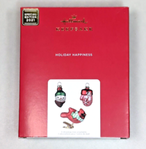 2021 Hallmark Holiday Happiness Snowman Cardinal Mitten Glass Ornament Trio NIB - $9.99