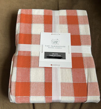 Farmhouse Rachel Ashwell Tablecloth Plaid Fall New 60”x 120” Lurex Rust Orange - £35.94 GBP