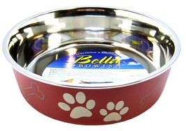 Loving Pets Stainless Steel &amp; Merlot Dish with Rubber Base Medium - 6.75... - £29.70 GBP