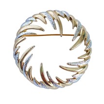 Sarah Coventry Large Round 1973 Fire and Ice Brooch Silver Gold Tone 2in - $19.95