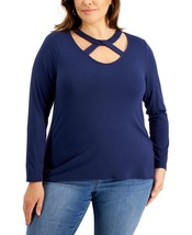 $50 Inc Plus Size Cross-Front Long-Sleeve Top SIZE 2X (STAIN) - $17.81