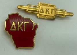 Vintage Delta Kappa Gamma President Fraternity Brooch Pin &amp; Wisconsin Pin - £17.55 GBP