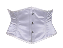 With steel frame mini corset shaper waspie waistbust sexy white satin - £15.67 GBP+