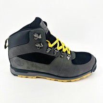 Timberland Scramble Mid Dark Grey Yellow Mens Size 9 Nubuck Boots 2226R - $114.95