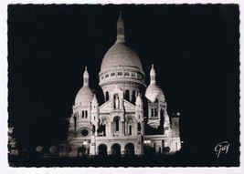 France Postcard RPPC Paris Ses Merveilles Night View Sacre Coeur Montmartre - £2.36 GBP