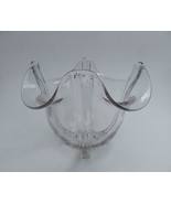 Art Deco Heavy Clear Glass Rose Bowl Vase 4 Ribs &amp; Panels Vintage - £23.68 GBP