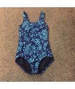 Lands’ End Swim Suit Womens 6 Used One Piece Blue Turquoise - £14.01 GBP