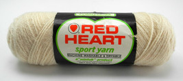 Red Heart Sport Yarn Wintuk Acrylic - Partial Skein Color Eggshell #111 - £3.73 GBP