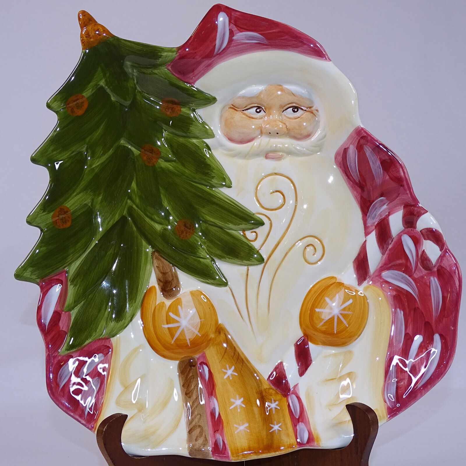 Home Santa Clause Christmas Platter Holiday Serving Dish Hand Painted Co... - $14.03