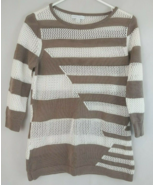 New York &amp; Company Sweater Shirt Ivory &amp; Brown Size Small Open &amp; Closed ... - $17.58 CAD