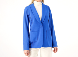 Susan Graver Weekend Marina Knit Blazer- Blue Brigade, Petite 1X - £31.57 GBP