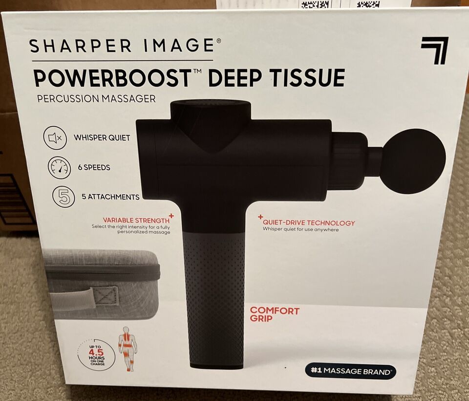 SHARPER IMAGE Powerboost Deep Tissue Percussion Massager Gun Version 2.0 - £47.20 GBP