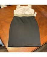 CALVIN KLEIN New With Tags, Size 12P Black White Gold Color Block Sheath... - $32.99