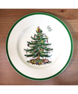 Spode Christmas Tree Dinner Plate Green Trim 10 3/4 in England S3324 Vin... - £27.12 GBP