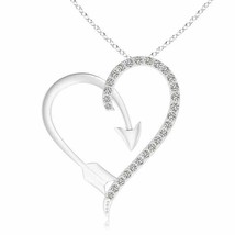 ANGARA Natural Diamond Heart Arrow Pendant Necklace in 14K Gold (KI3, 0.08 Ctw) - £359.87 GBP