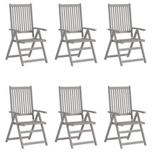 Garden Reclining Chairs 6 pcs Grey Solid Acacia Wood - £215.07 GBP