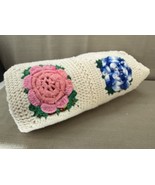 Vintage Crochet 3D Multicolor Rose Afghan Blanket Granny Square -Approx.... - $680.80 MXN