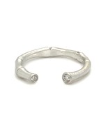 Sterling 18k White Gold Vermeil Open Bamboo Ring 3mm w/ Diamond Accents ... - $156.91 CAD