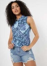 Rue 21 Women&#39;s Blue Paisley Print Button Down Tie Front Tank X-LARGE New - £9.74 GBP