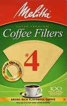 Melitta #4 Cone Coffee Filters, Unbleached Natural Brown, 100 Total Filters - $5.81