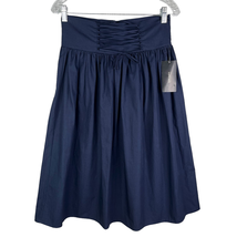 Zara Corset Skirt Medium Navy Midi High Waist Back Zip Lace Up New - $36.00