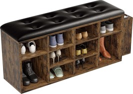 Ironck Shoe Bench, Ten Cubbies Storage Entryway Bench With Pu, Vintage B... - £77.99 GBP