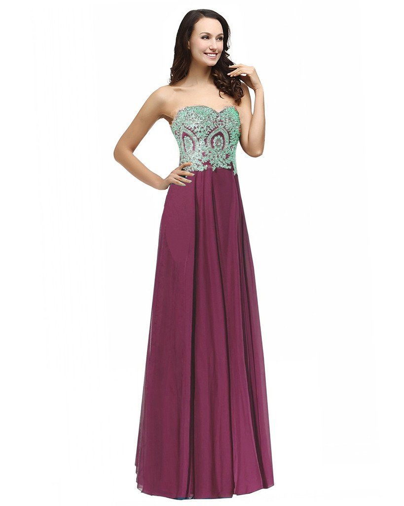Kivary Sweetheart Gold Lace Crystals Long A Line Beaded Formal Prom Evening Dres