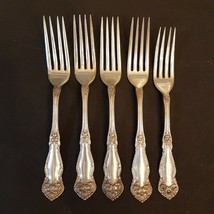 International Silver Plated Dinner Fork LOT 5 ARBUTUS Rogers Flower Tip Flatware - $24.67