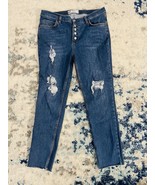 Free People Sz 30 Blue Destroyed Distressed Busted Knee Holes Skinny Jeans - £15.08 GBP