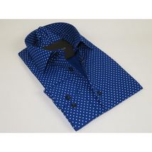 Men's Shirt Hankie CASILA Turkey Cotton Blend 501920-05 Royal Blue Polka Dots image 3