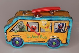 Sesame Street School Bus Shaped Collectible Tin Lunch Box 2002 - £7.76 GBP