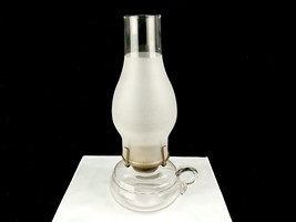 12&quot; Pressed Glass Oil Lamp, Finger Loop, Frosted Chimney, No Wick, #LMP-01 - £19.54 GBP