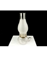12&quot; Pressed Glass Oil Lamp, Finger Loop, Frosted Chimney, No Wick, #LMP-01 - $24.45